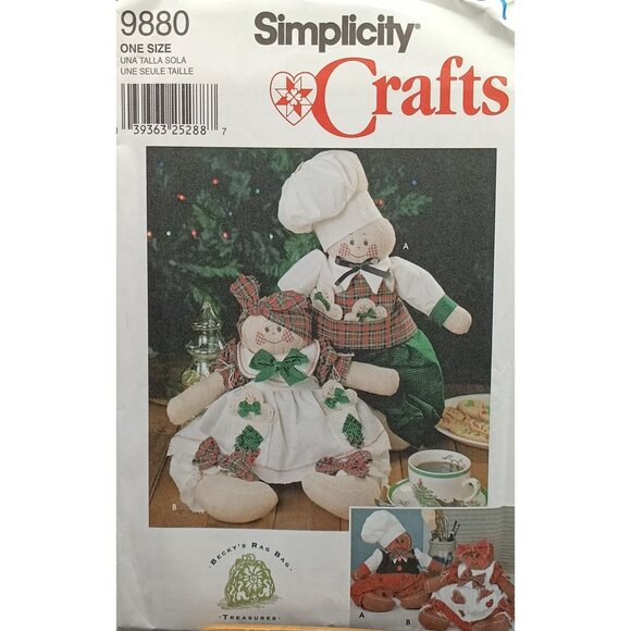 UNCUT Simplicity Crafts 9880 Vintage Gingerbread People Doll Pattern - Picture 1 of 2
